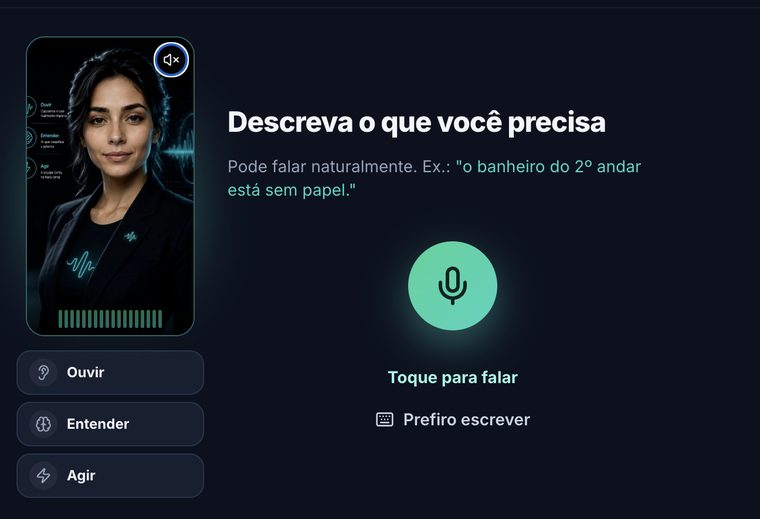 Agente do Escuta. captando o pedido por voz